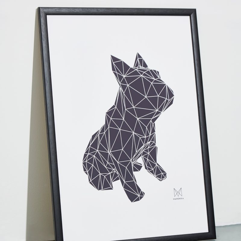 French Bulldog Geometric Print - Frank Black On White Background image