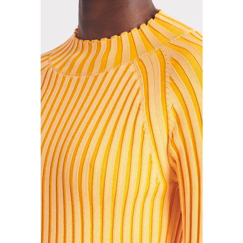 The All Sorts Two-Tone Knit Top - Orange Crush image