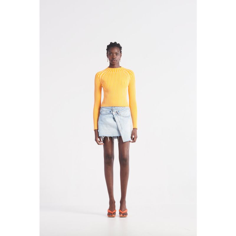 The All Sorts Two-Tone Knit Top - Orange Crush image