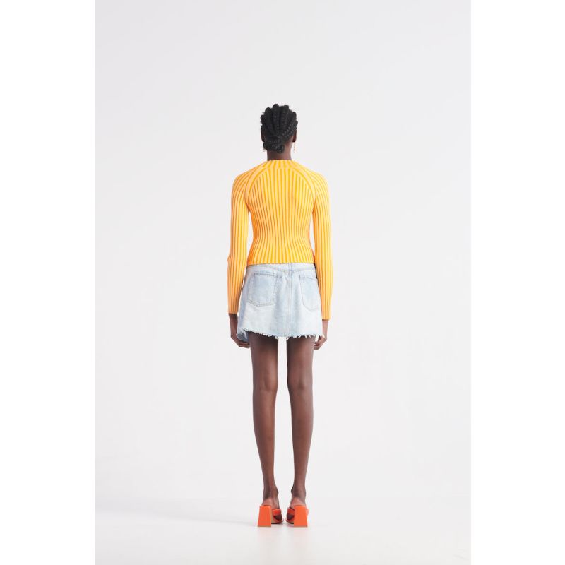 The All Sorts Two-Tone Knit Top - Orange Crush image