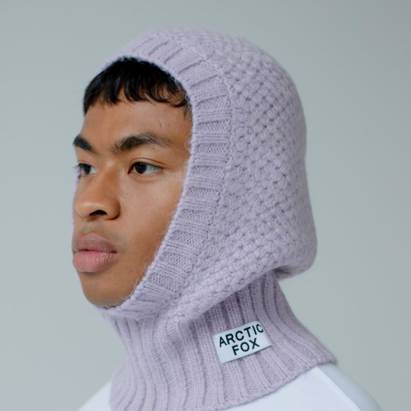 The Alpaca Balaclava Fitted Hood In Lilac image