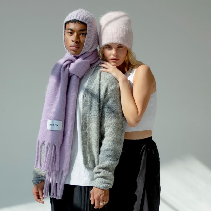 The Alpaca Balaclava Fitted Hood In Lilac image