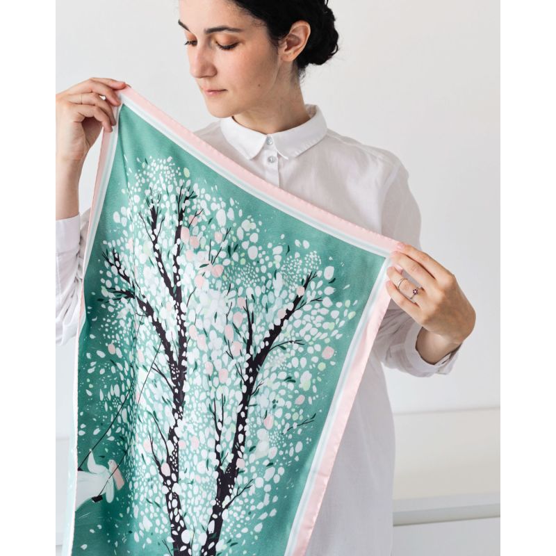 The Apricot Tree Small Silk Scarf image