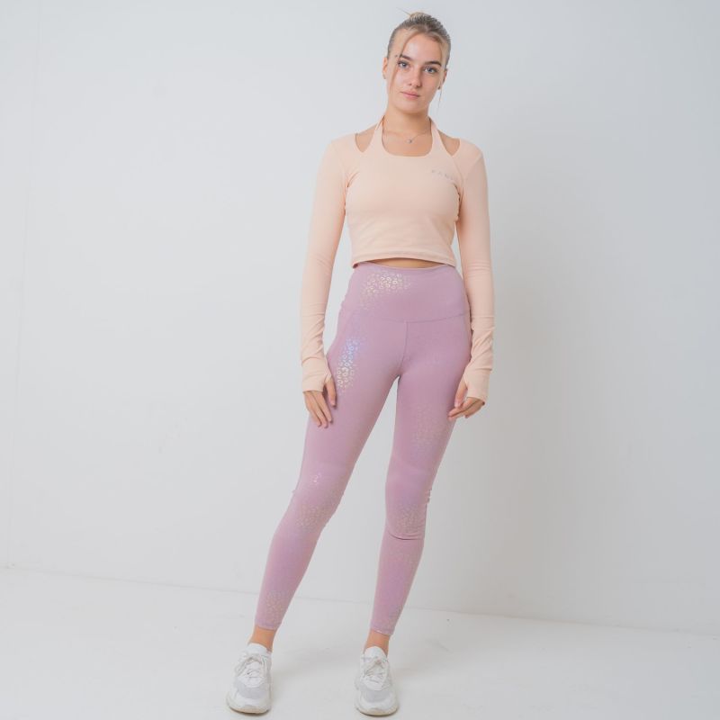 The Bella, Pink Embossed Iridescent Animal Print Knee Padded Leggings image