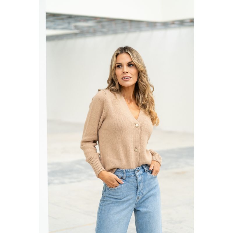 Tan button up cardigan top