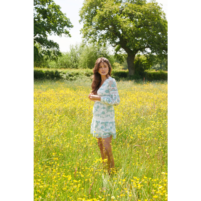 The Cabo Lace Mini Dress Mint image