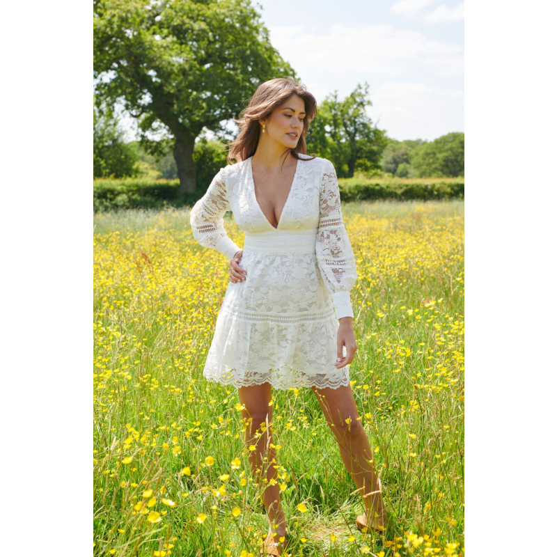 The Cabo Lace Mini Dress White image