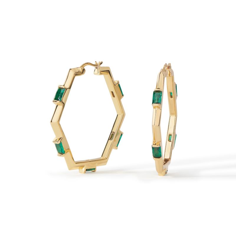 The Claire Hoop Earrings - Medium - Emerald image