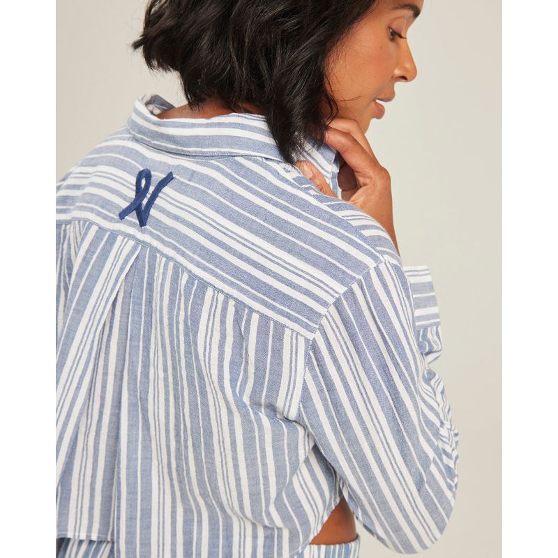 The Cropped Shirt - French Navy Stripe image