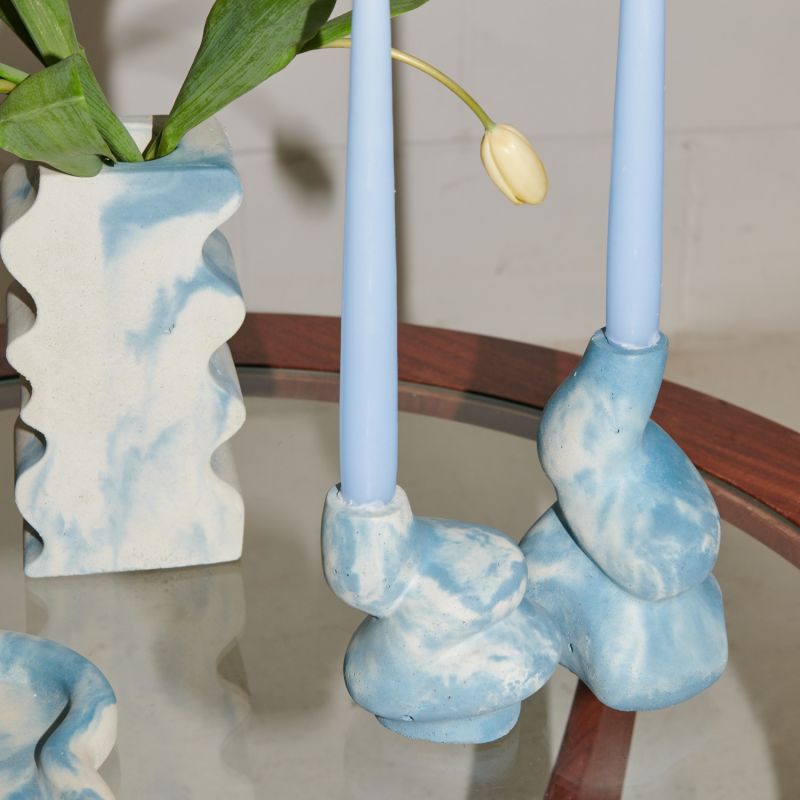 The Cuddle - Pair Of Concrete Candle Holders - Black image