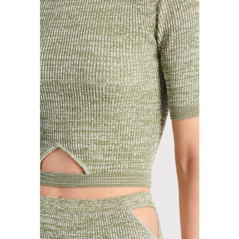 The Cut It Out Knit Skirt - Olive & Cream image