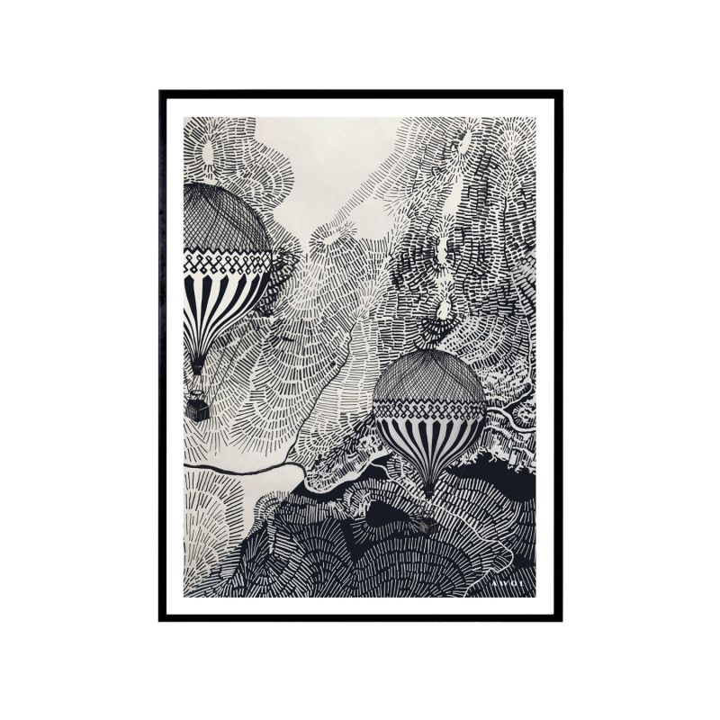 The Dreamer: Vintage Travel In The Sky With Hot Air Balloons, Travel Art Print image