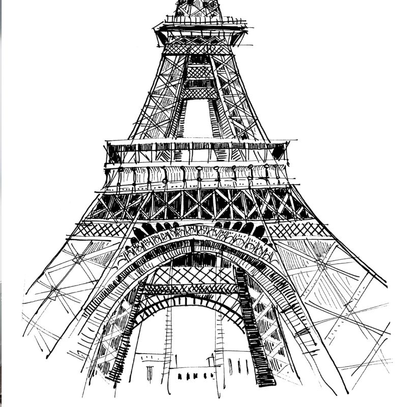 Paris Wall Art, Eiffel Tower In Black And White Art Print: France Travel Poster image