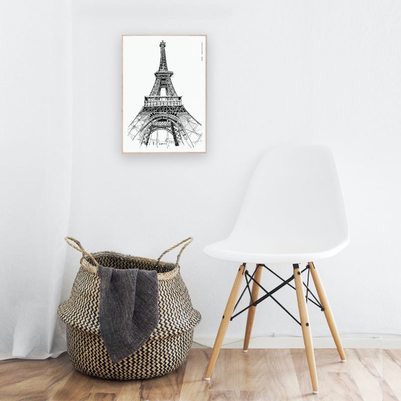 Paris Wall Art, Eiffel Tower In Black And White Art Print: France Travel Poster image