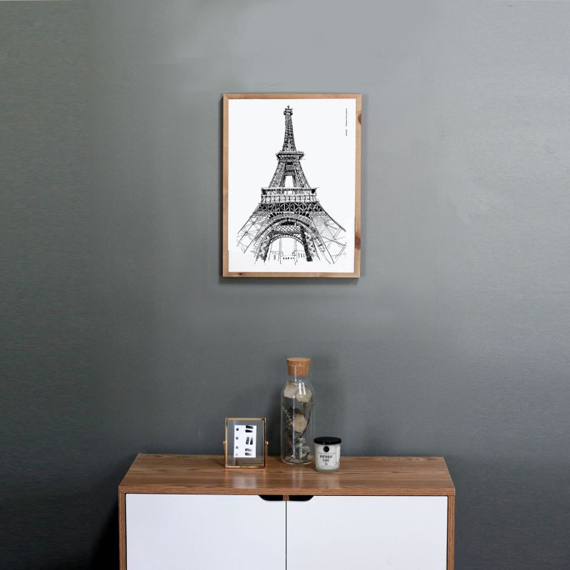 Paris Wall Art, Eiffel Tower In Black And White Art Print: France Travel Poster image