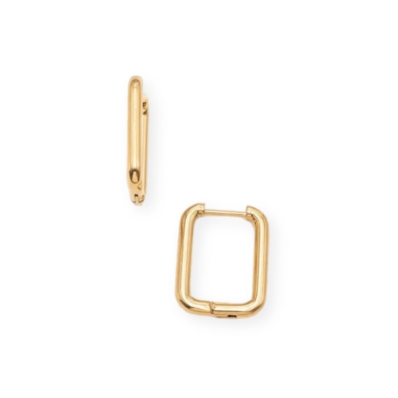 The Ellie Rectangle Tarnish Free Gold Classic Hoop image