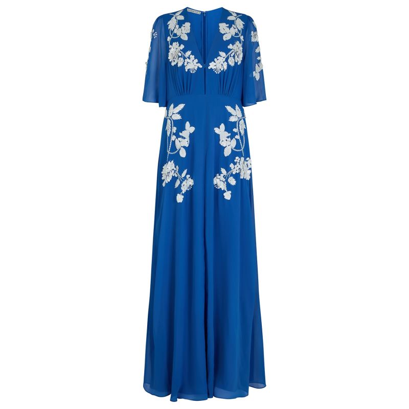 The Eloise Plunge Front Embellished Maxi Dress With Flutter Sleeve image