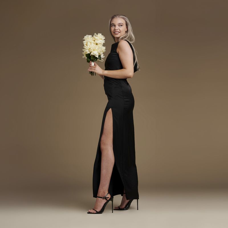 Vest Floor Length Satin Dress - Harriet In Black image