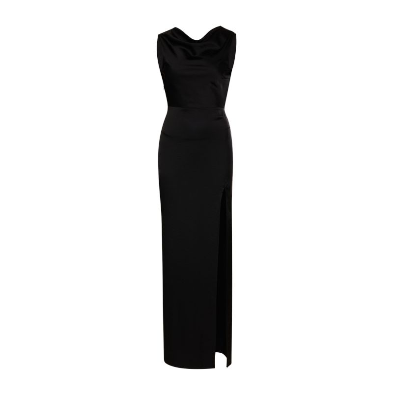 Vest Floor Length Satin Dress - Harriet In Black image