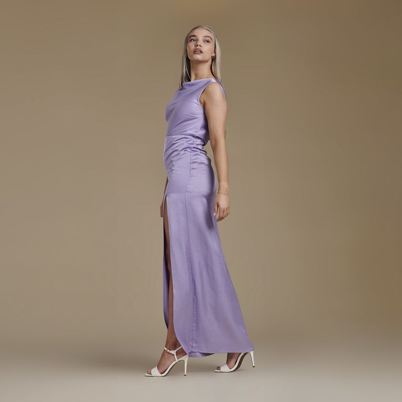 Vest Floor Length Satin Dress - Harriet In Lavender image