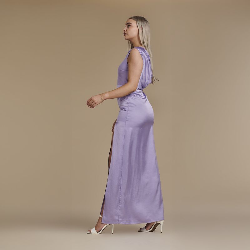Vest Floor Length Satin Dress - Harriet In Lavender image