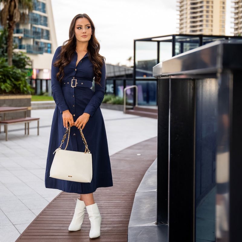 Navy Long Sleeve Shirt Dress - Kate image