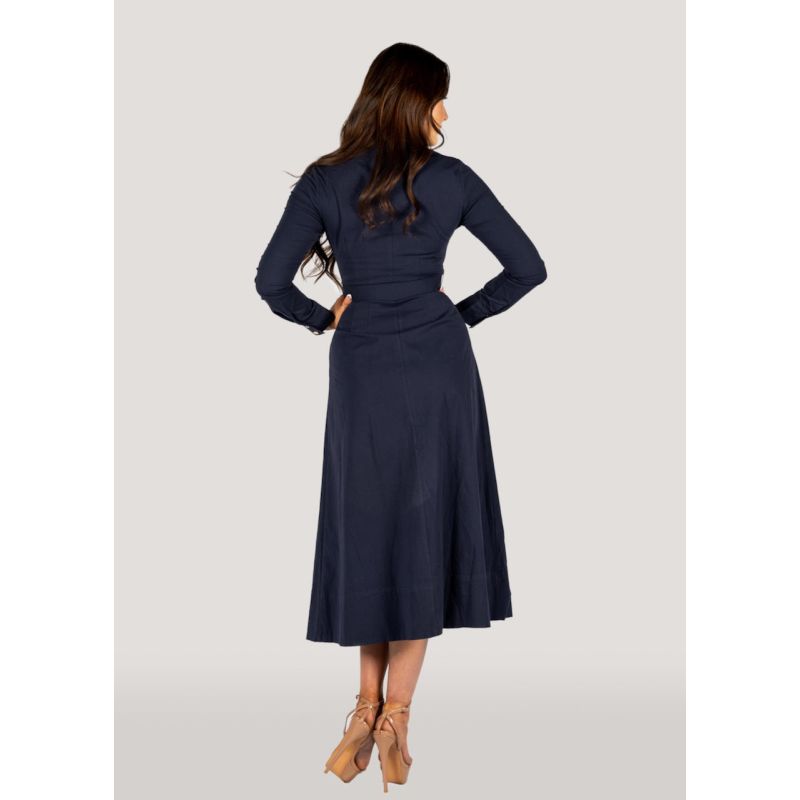 Navy Long Sleeve Shirt Dress - Kate image