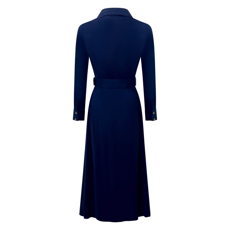 Navy Long Sleeve Shirt Dress - Kate image