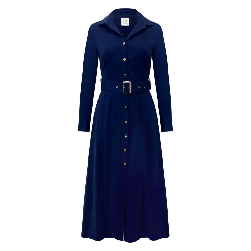 Navy Long Sleeve Shirt Dress - Kate image