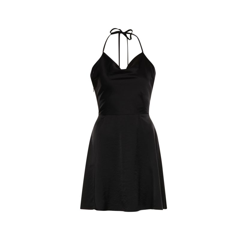 Backless Satin Slip Mini Dress - Kelly In Black image