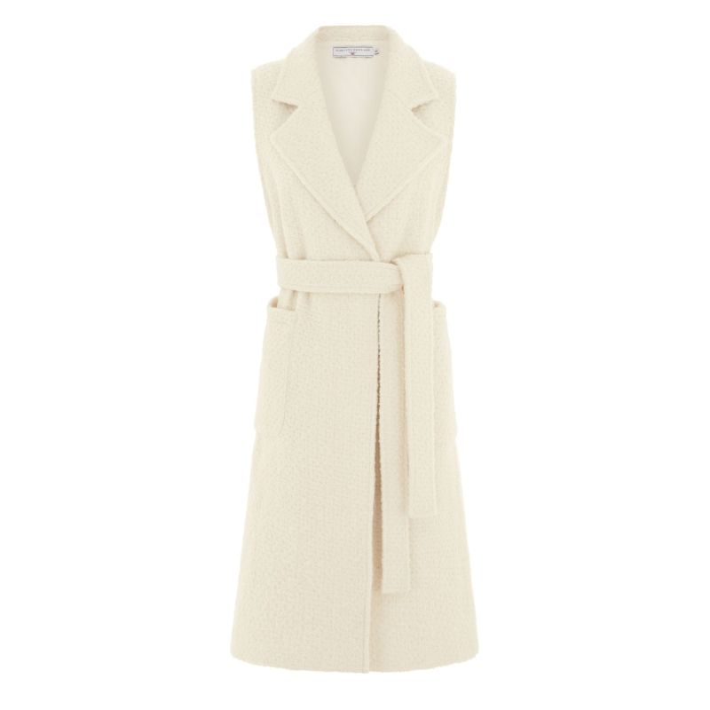 The Knightsbridge Sleeveless Double Breasted Coat White Tweed image