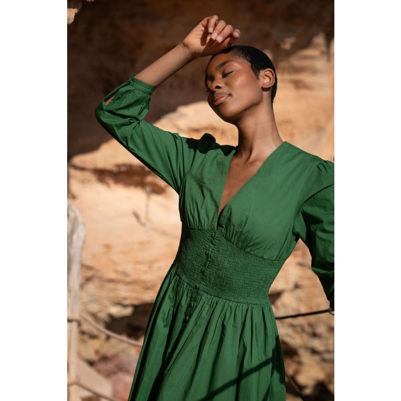 The Kōr Organic Cotton Maxi Dress In Green image