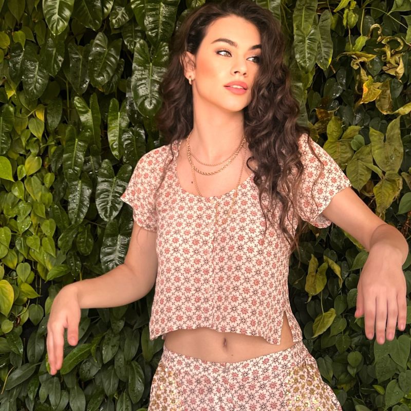 The Layla Crop Top  - Beige image