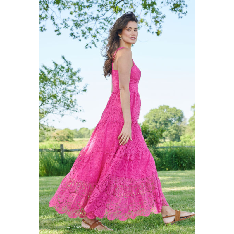 The Monaco Lace Maxi Dress Hot Pink image