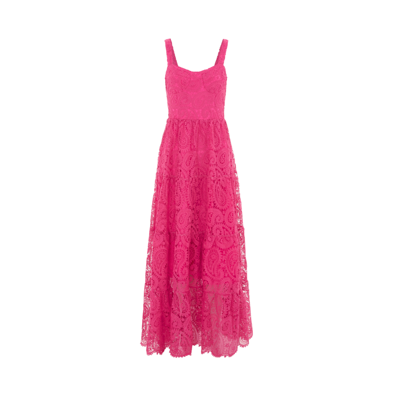 The Monaco Lace Maxi Dress Hot Pink image