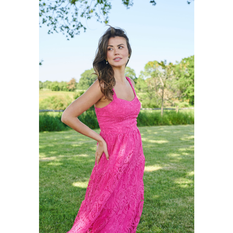 The Monaco Lace Maxi Dress Hot Pink image