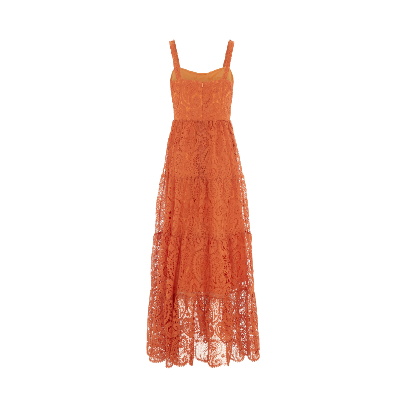 The Monaco Lace Maxi Dress - Sunset Orange image