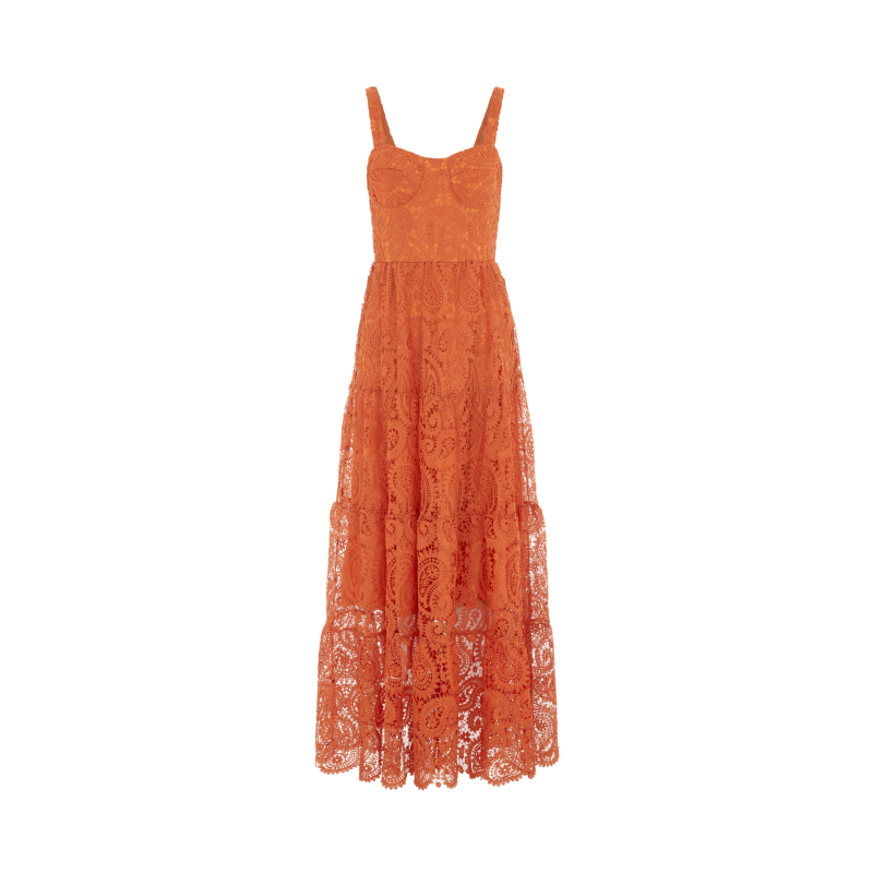 The Monaco Lace Maxi Dress - Sunset Orange image