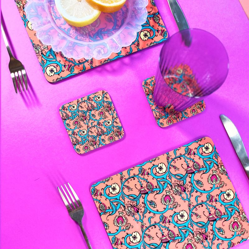 The Orange Decorative Thistle Set Of Four Placemats Laura B Interiors