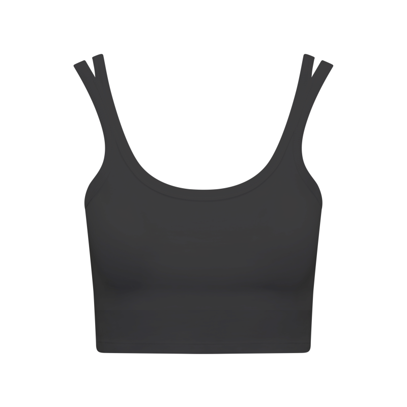 The Organic Cotton Cropped Vest - Black image