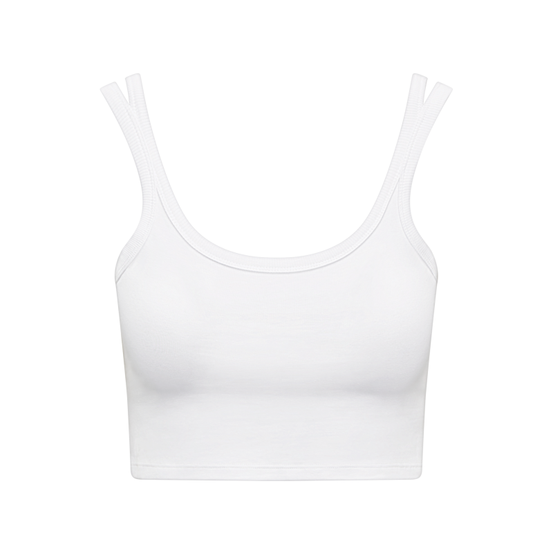 The Organic Cotton Cropped Vest - Cotton White image