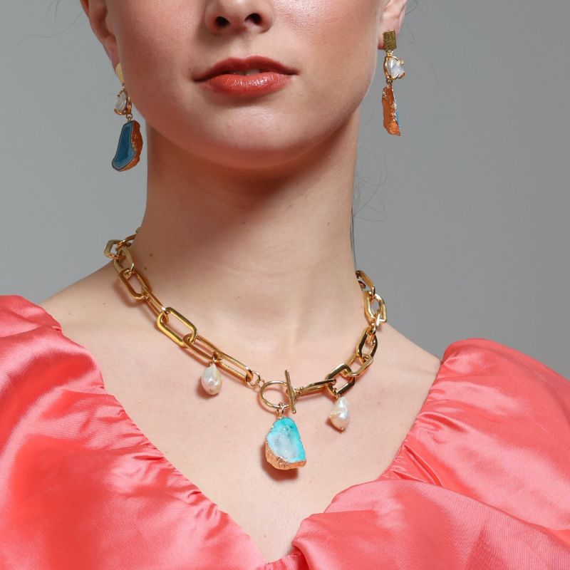 The Pearl Rocks Aqua Necklace image