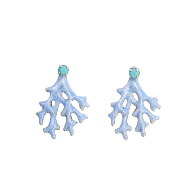 The Pink Reef Mini Coral Earring In Pearl Sea Blue image