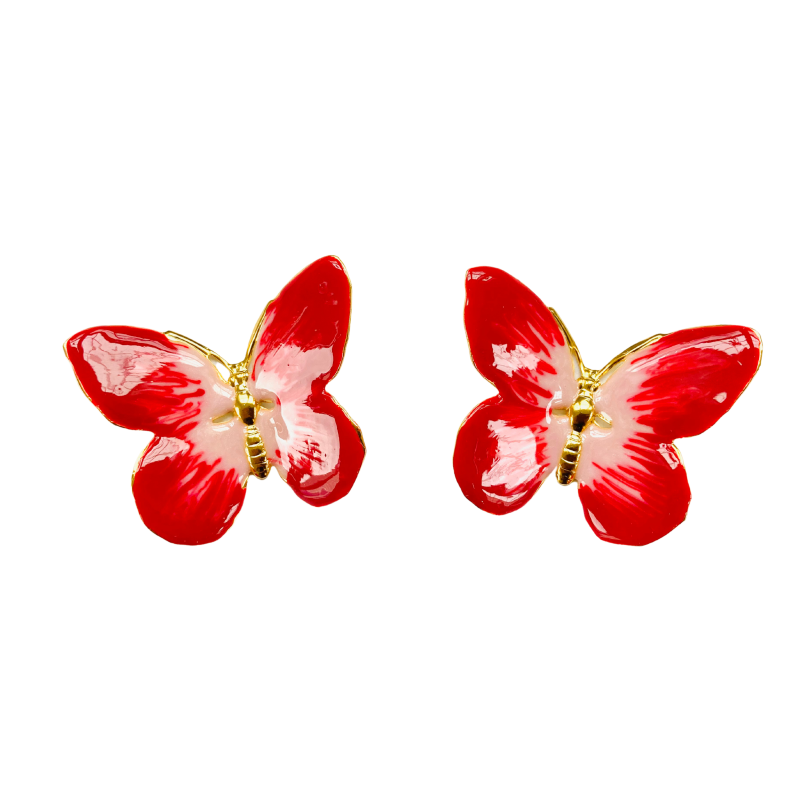 Oversized Glassine Butterfly In Red & Pink Pearl image