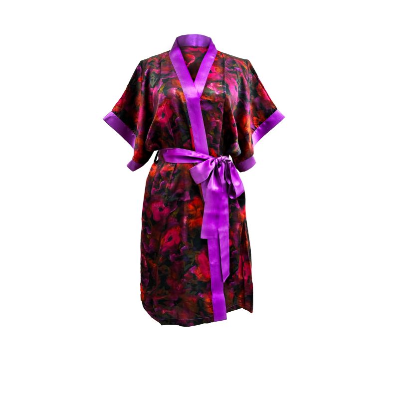 The Poppy Silk Satin Charmeuse Short Kimono image