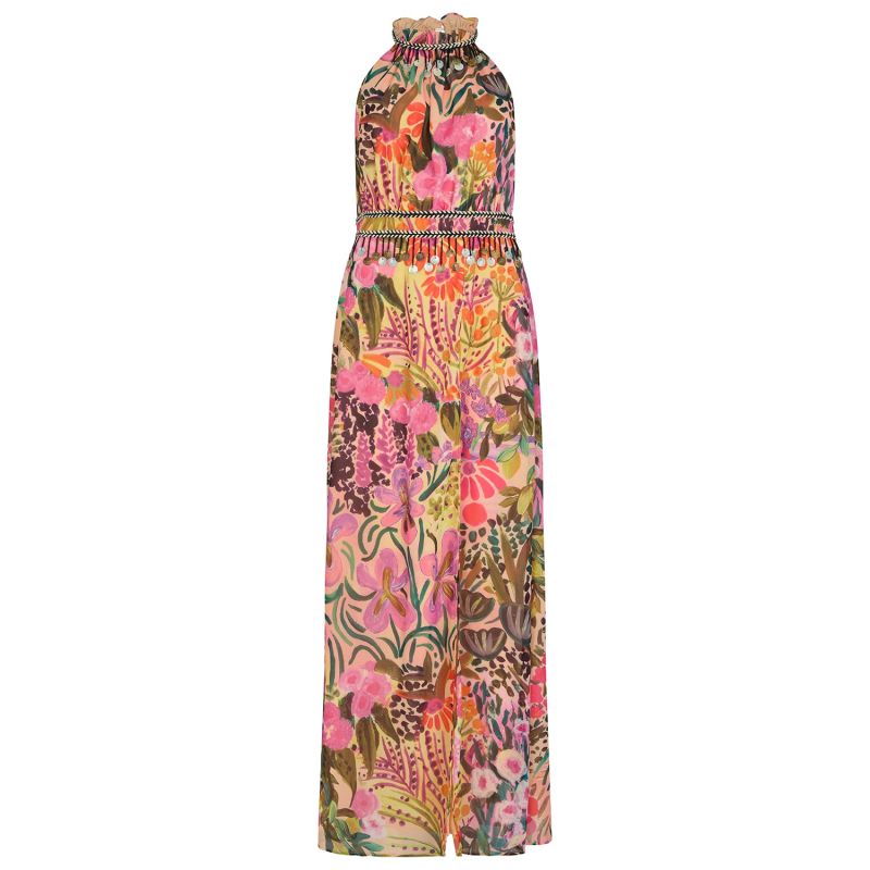 The Saskia High Neck Maxi Dress With Contrast Beading And Thigh Split image