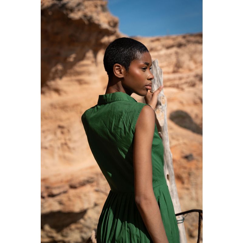 The Organic Cotton Shirt Dress In Green image