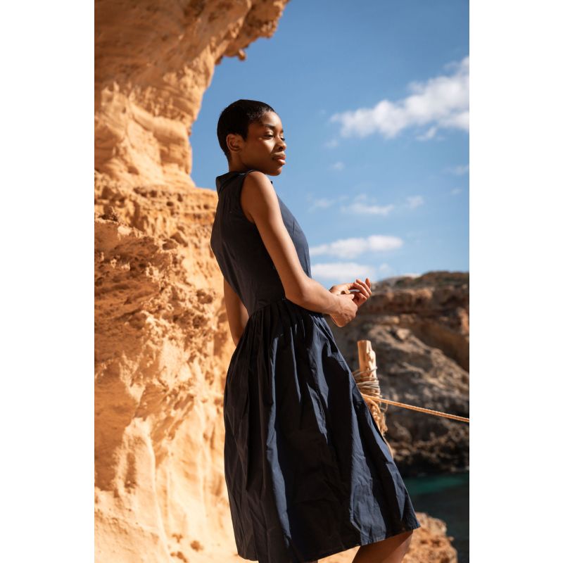 The Organic Cotton Shirt Dress In Navy image