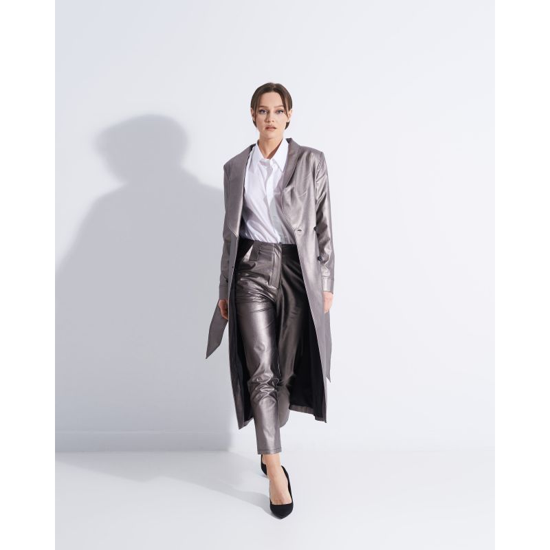 Vegan Leather Trench Coat