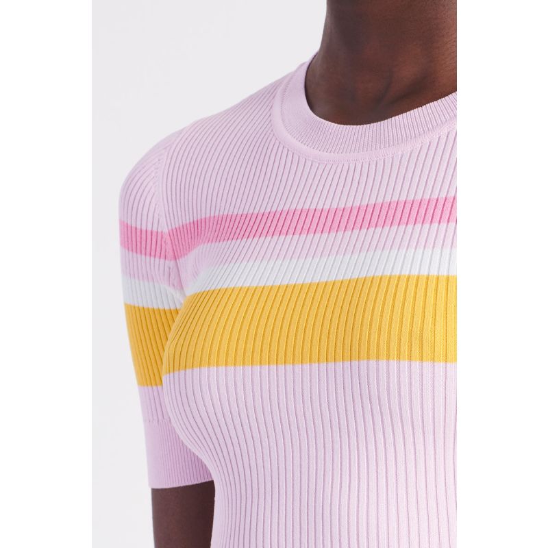 The Sporty Stripe Knit Top - Pink & Mango Tango Stripe image